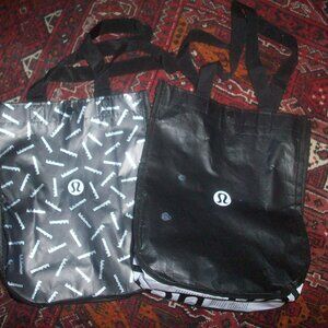 Lot Of 2 Lululemon Reusable Shopping Tote Bag Small Black & White Bundle Used